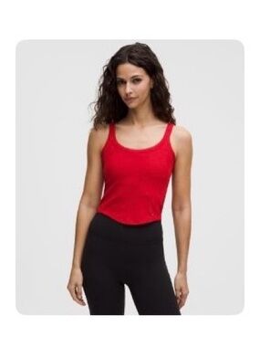 Nulu Ribbed Crop Tank - HEART; Red Lululemon Tank Limited